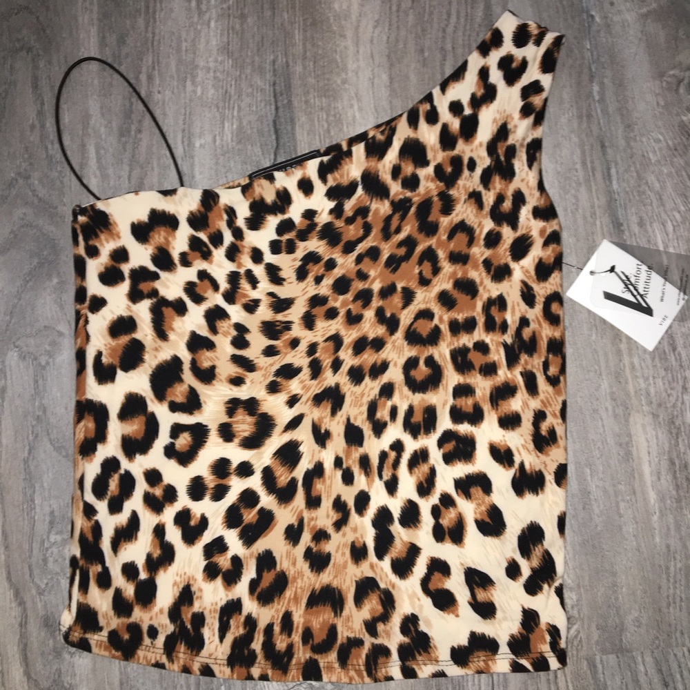 One Shoulder Cheetah Print Top💓